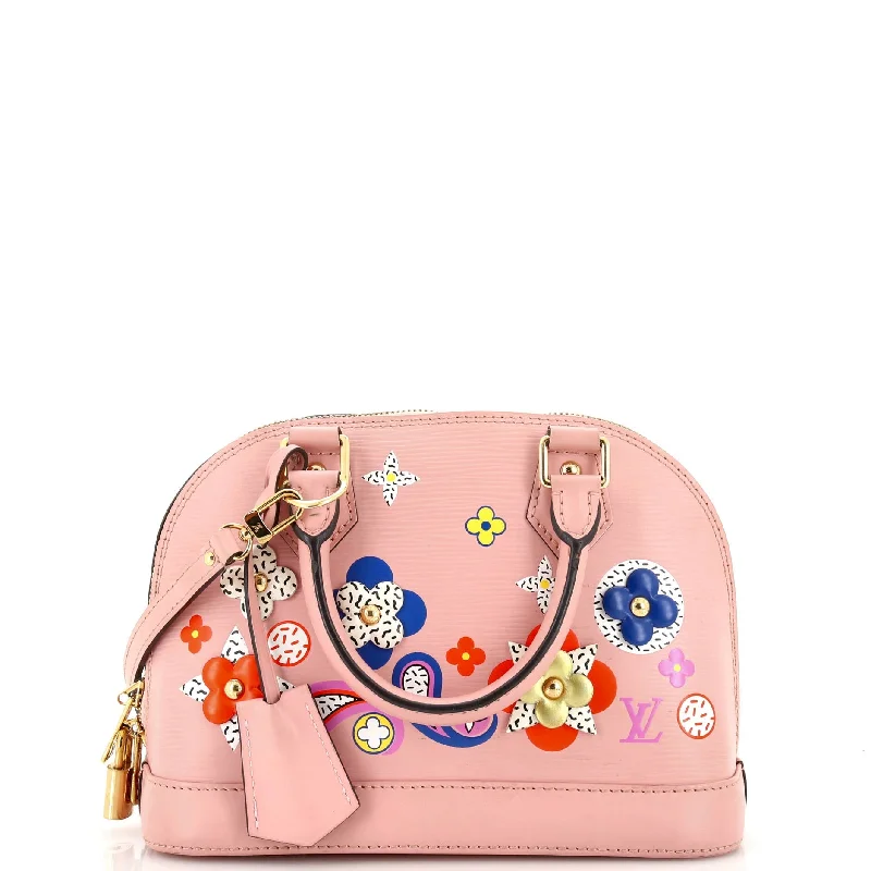 Shoulder bags with retro logos for charm -Alma Handbag Limited Edition Floral Patchwork Epi Leather BB