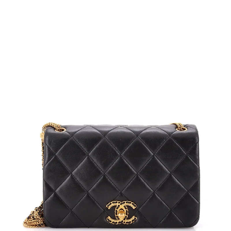 Shoulder bags with vintage clasps for nostalgia -On And On Full Flap Bag Quilted Lambskin Mini