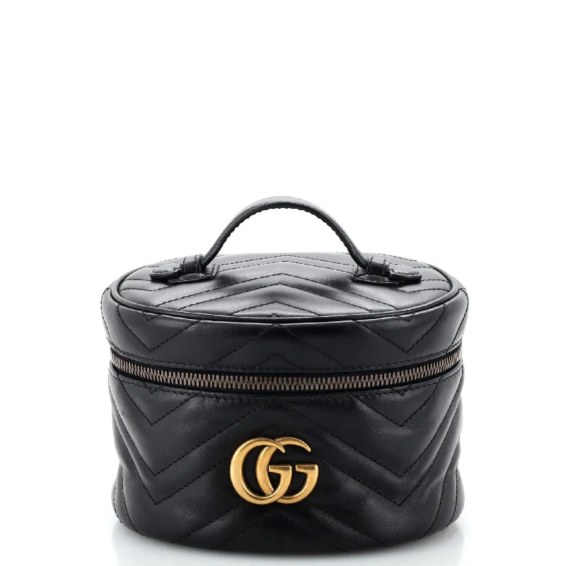 Shoulder bags with contrast stitching for detail -GG Marmont Top Handle Cosmetic Case Matelasse Leather Mini