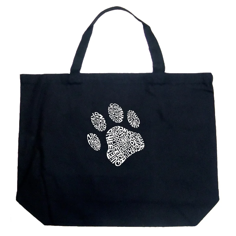 Dog Paw  - Large Word Art Tote Bag