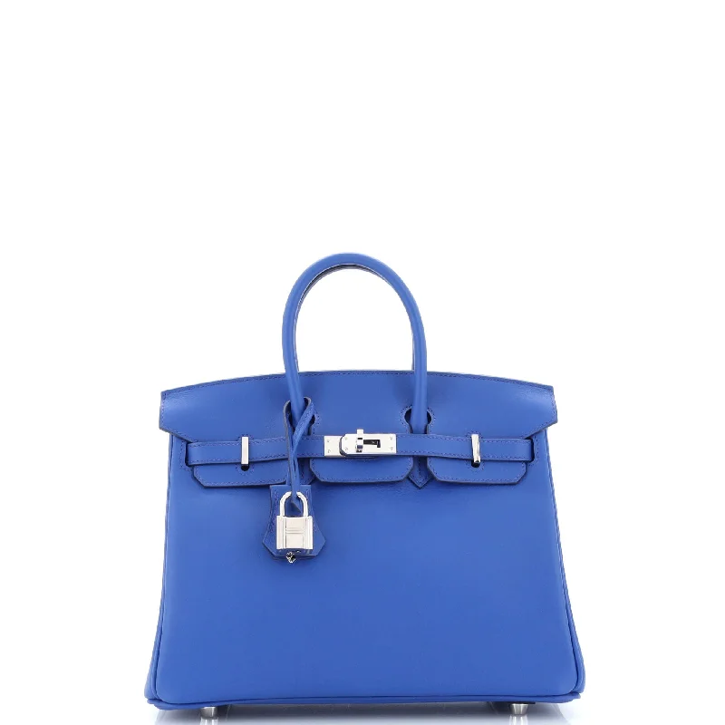 Shoulder bags with bright accents for pop -Birkin Handbag Bleu Royal Swift with Palladium Hardware 25