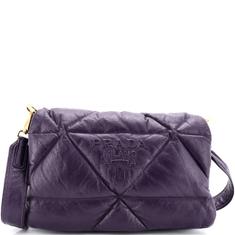 Vegan leather shoulder bags for eco-friendly style -Padded Shoulder Bag Quilted Nappa Leather