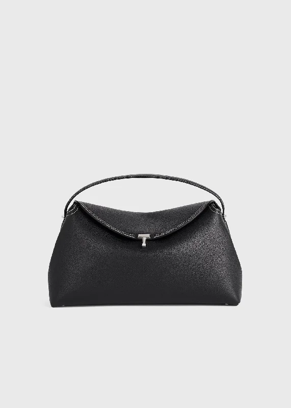 T-Lock grained-leather top handle black