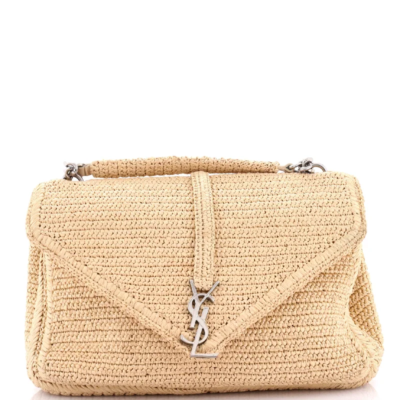 Shoulder bags with detachable pouches for versatility -Classic Monogram College Bag Raffia Large