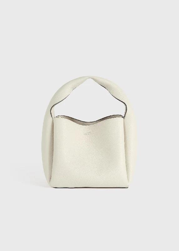 Grained-leather bucket bag milk