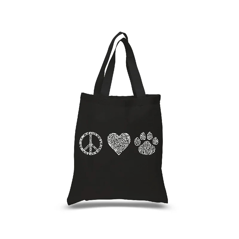 Peace Love Cats  - Small Word Art Tote Bag