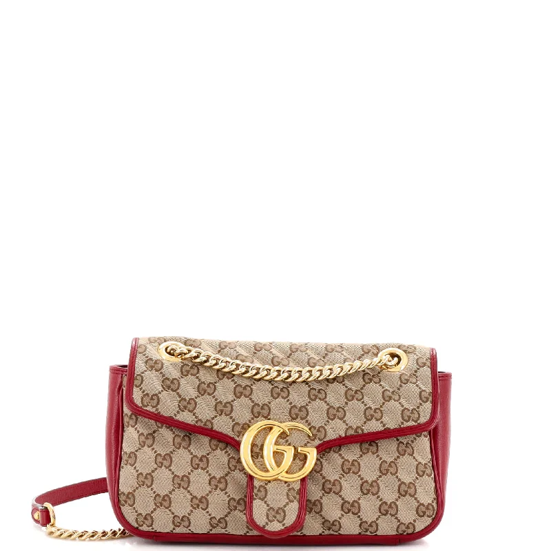 Shoulder bags with side pockets for organization -GG Marmont Flap Bag Diagonal Quilted GG Canvas Small