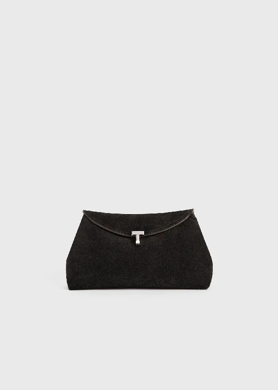 T-Lock suede clutch espresso