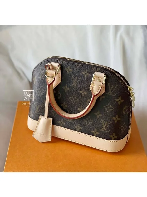 Alma BB Monogram Tote Bag Brown