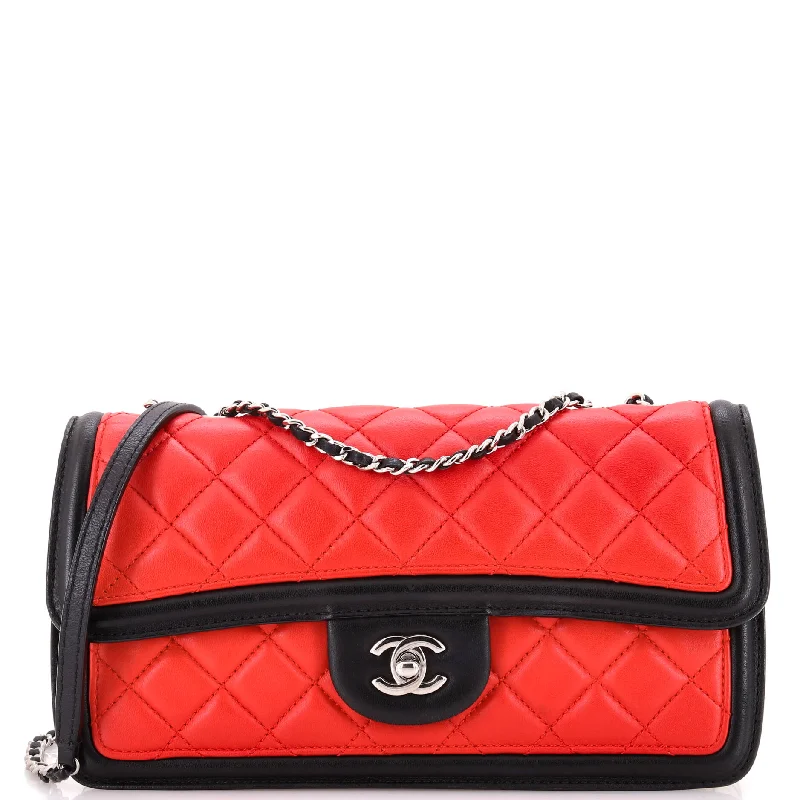 Shoulder bags with bright neons for visibility -Graphic Flap Bag Quilted Calfskin Medium