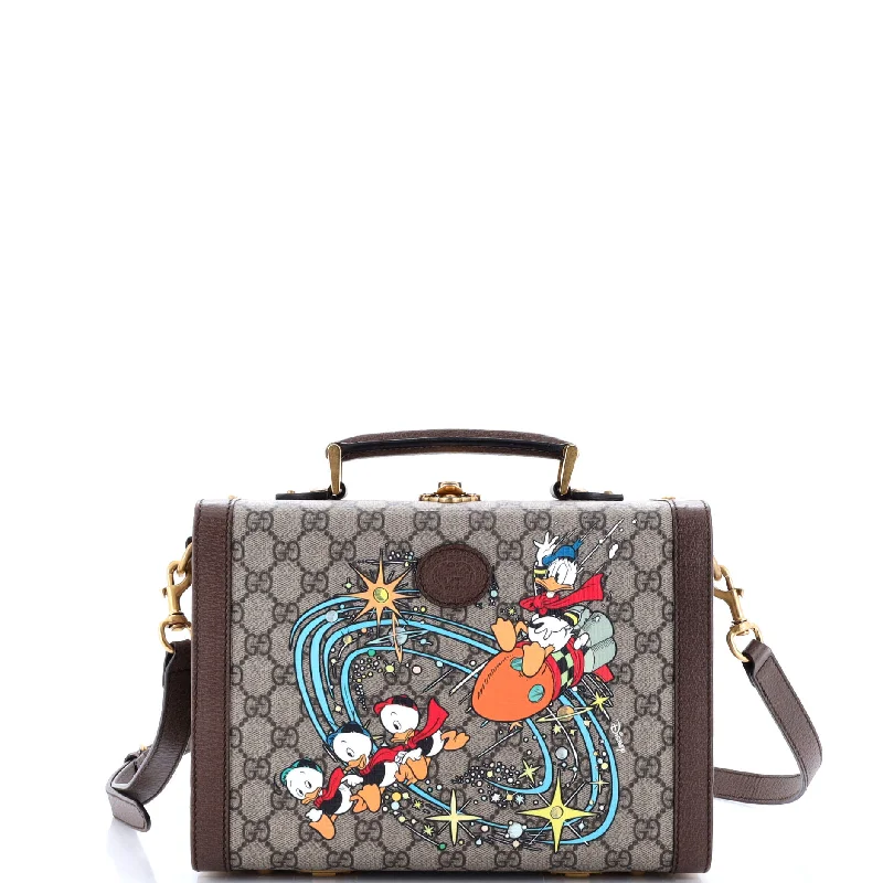 Shoulder bags with holiday themes for festivities -Disney Donald Duck Top Handle Beauty Case Printed GG Coated Canvas