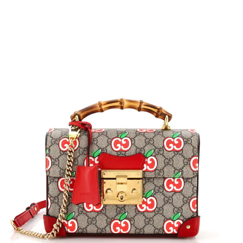 Shoulder bags with thick straps for durability -Padlock Bamboo Shoulder Bag Printed GG Coated Canvas Small