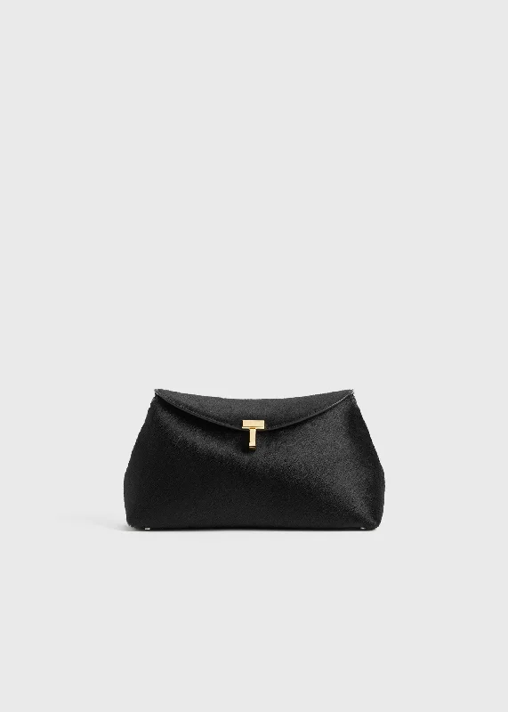 T-Lock pony hair clutch black