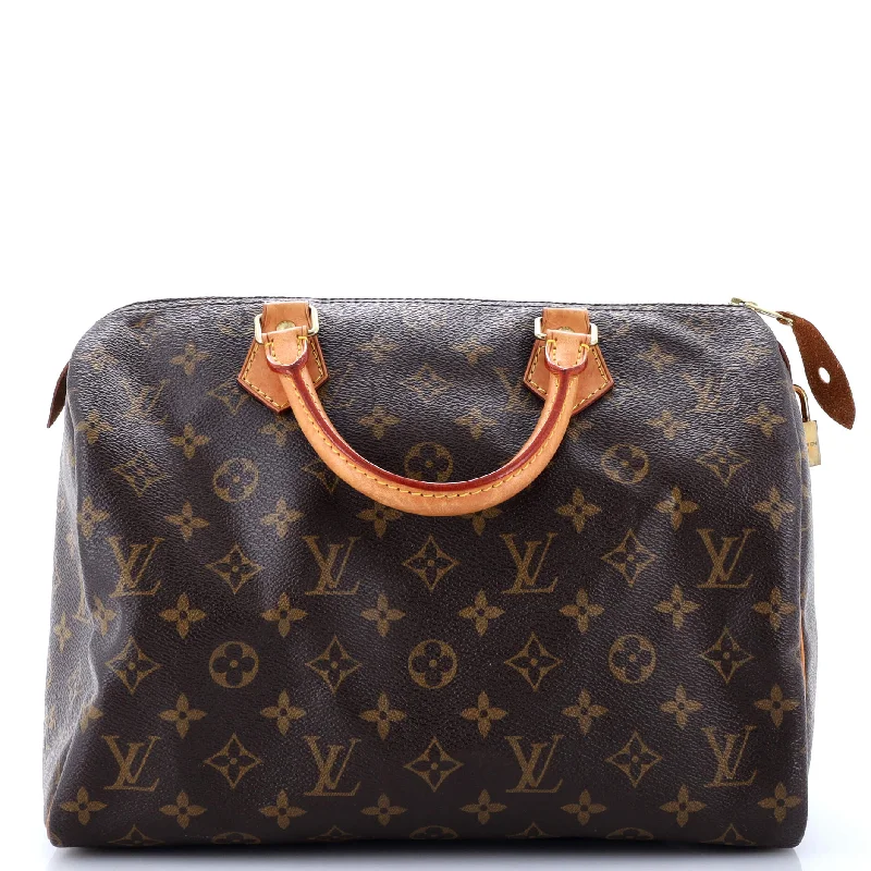 Designer shoulder bags with luxury brand logos -Speedy Handbag Monogram Canvas 30