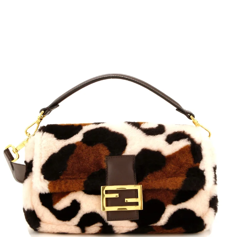 Shoulder bags with bold stripes for trendiness -Baguette NM Bag Printed Shearling and Leather Medium