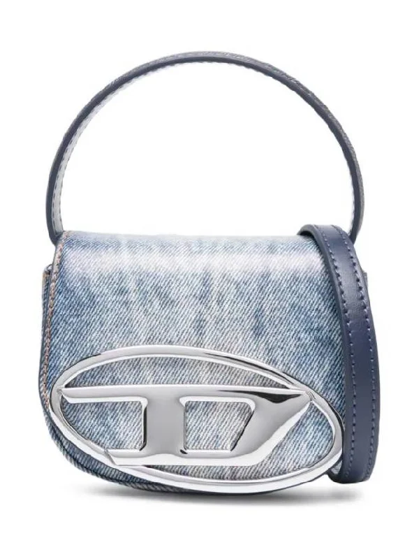 1DR Denim Print Leather Mini Bag Blue