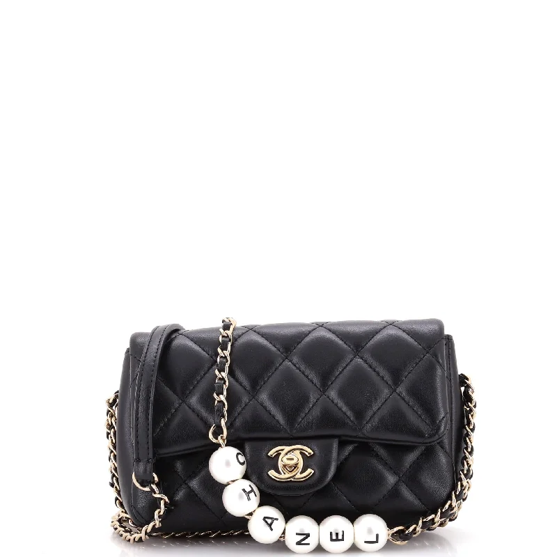 Shoulder bags with soft leather for luxury -My Precious Pearls Chain Flap Bag Quilted Lambskin Small