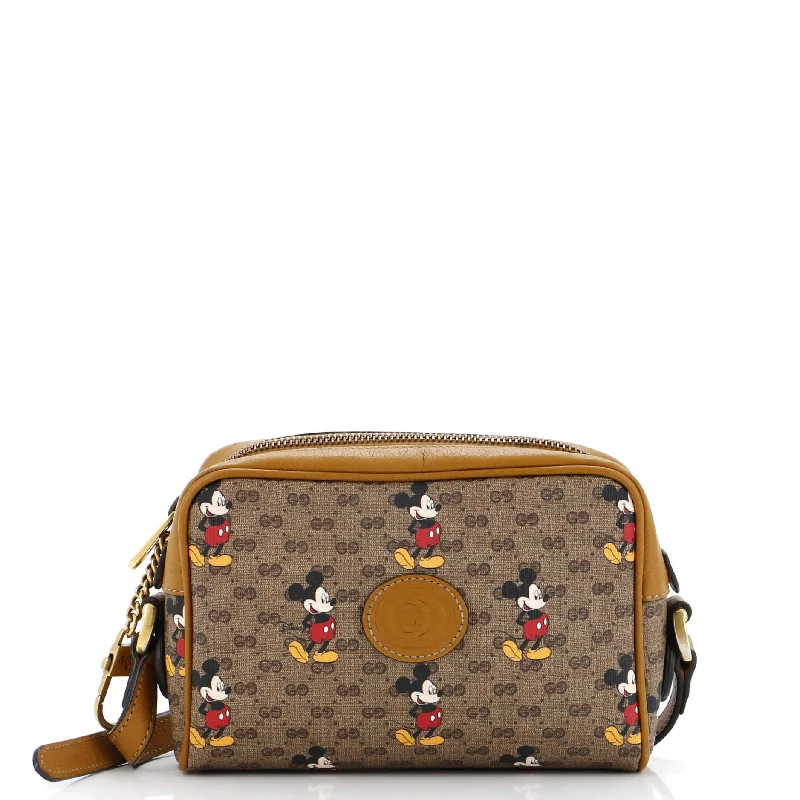 Shoulder bags with retro logos for charm -Disney Mickey Mouse Shoulder Bag Printed Mini GG Coated Canvas Mini