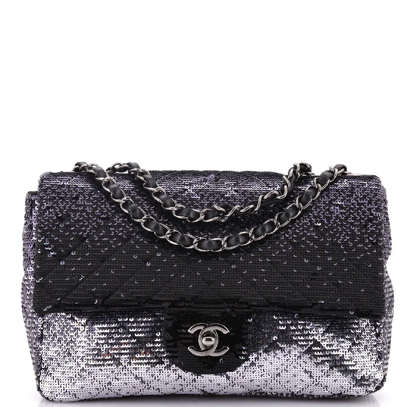 Leather shoulder bags for stylish everyday carry -CC Flap Bag Quilted Ombre Sequins Medium