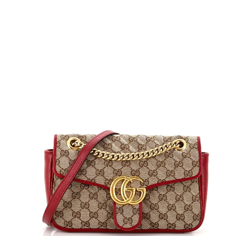 Shoulder bags with inner compartments for essentials -GG Marmont Flap Bag Diagonal Quilted GG Canvas Small