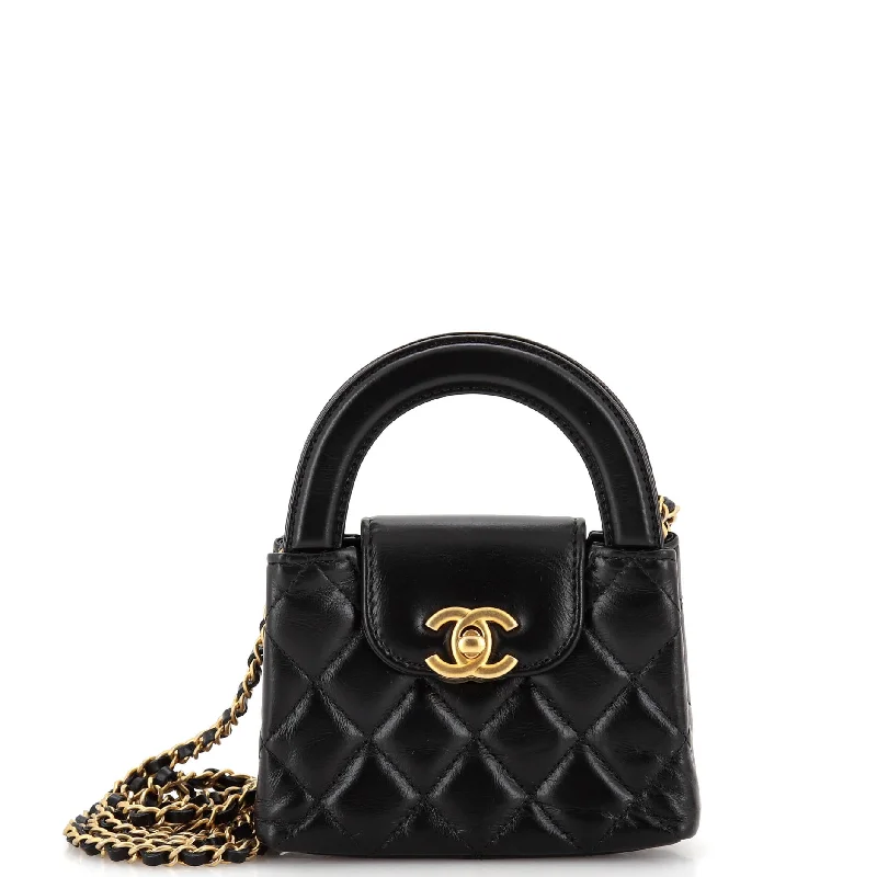 Shoulder bags with animal prints for flair -Kelly Top Handle Clutch with Chain Quilted Shiny Aged Calfskin