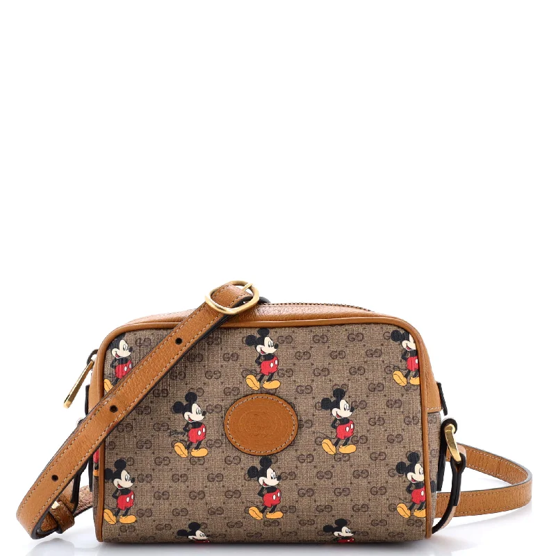 Shoulder bags with bold logos for branding -Disney Mickey Mouse Shoulder Bag Printed Mini GG Coated Canvas Mini