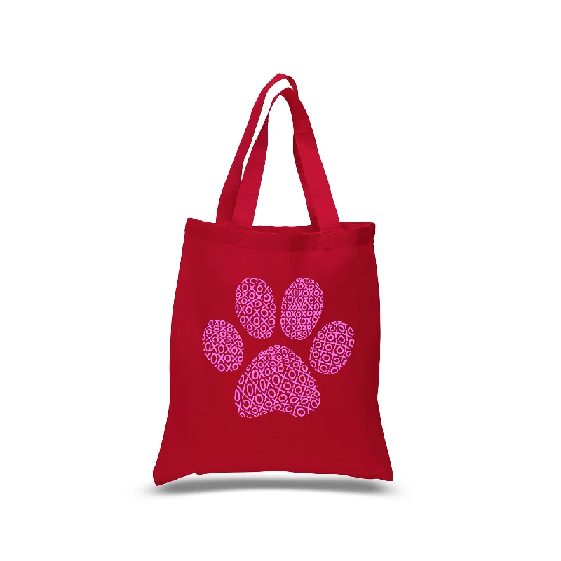 XOXO Dog Paw  - Small Word Art Tote Bag