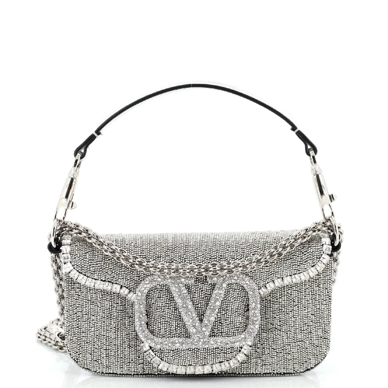 Shoulder bags with artistic prints for creativity -VLogo Loco Flap Shoulder Bag Embellished Leather Small