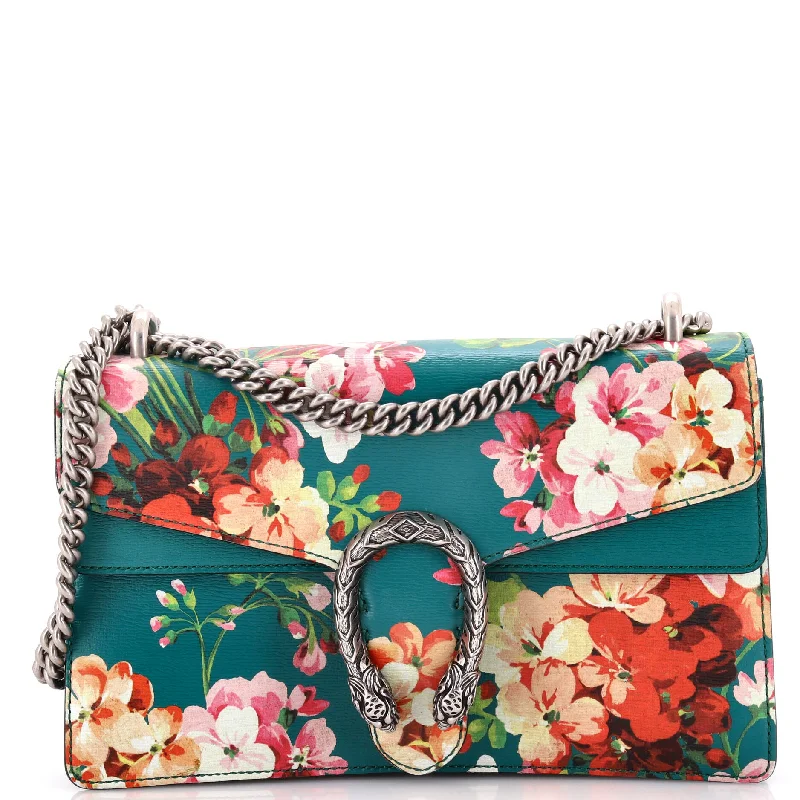 Shoulder bags with rustic leather for charm -Dionysus Bag Blooms Print Leather Small