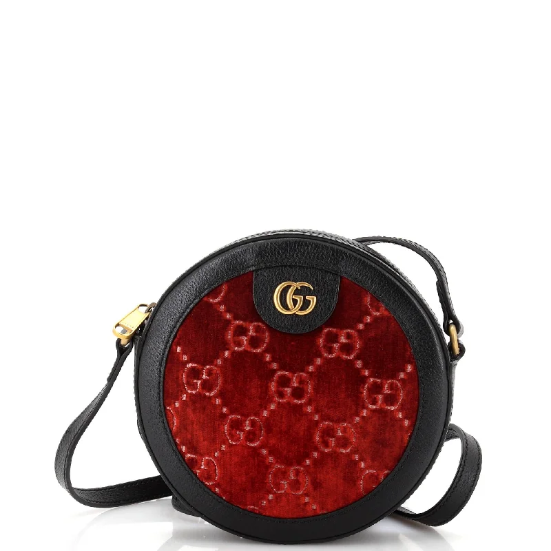 Shoulder bags with sleek hardware for sophistication -Ophidia Round Shoulder Bag GG Velvet Mini