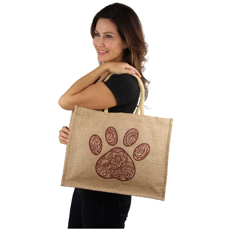 Paisley Paw Jute Bag