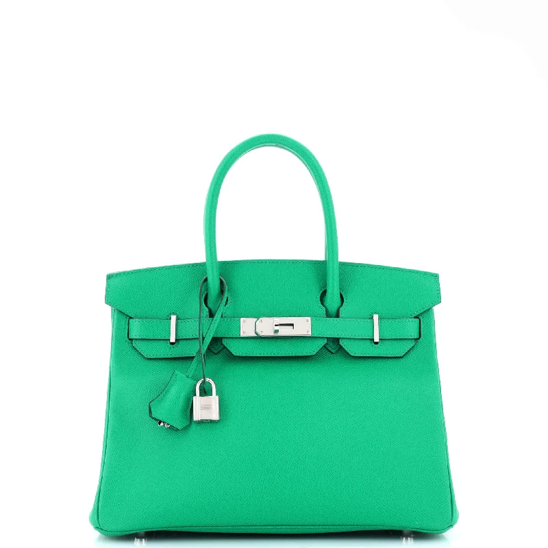 Shoulder bags with monogram designs for personalization -Birkin Handbag Vert Jade Epsom with Palladium Hardware 30