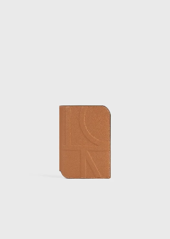 Monogram leather passport holder tan grain