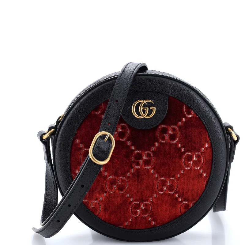 Shoulder bags with structured shapes for class -Ophidia Round Shoulder Bag GG Velvet Mini