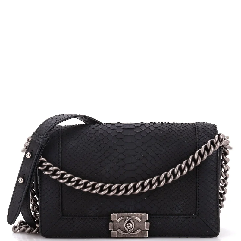 Shoulder bags with soft leather for luxury -Boy Flap Bag Matte Gentle Python Old Medium