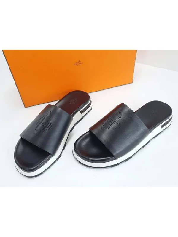 42 size REFLEX H logo punching slippers slide black 181354ZH