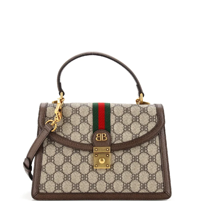 Shoulder bags with vintage clasps for nostalgia -x Gucci The Hacker Project Top Handle Bag BB Coated Canvas Small