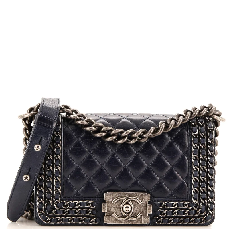 Shoulder bags with retro logos for charm -Chained Boy Flap Bag Quilted Glazed Calfskin Small