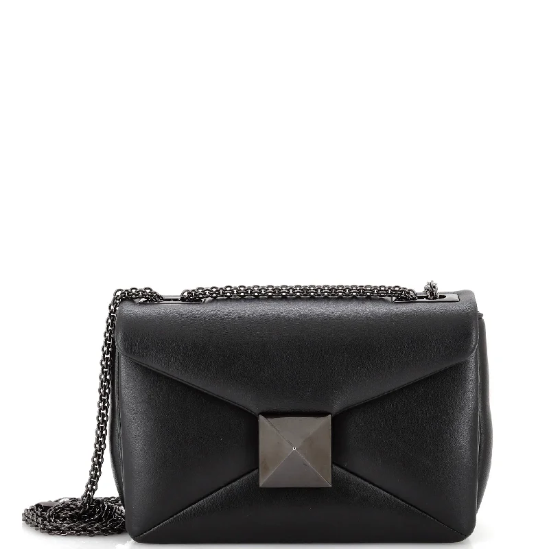 Shoulder bags with subtle embroidery for detail -One Stud Chain Flap Bag Leather Small