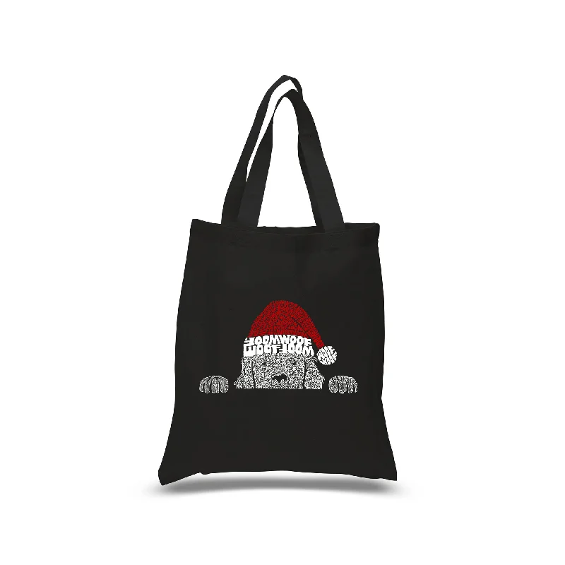 Christmas Peeking Dog - Small Word Art Tote Bag