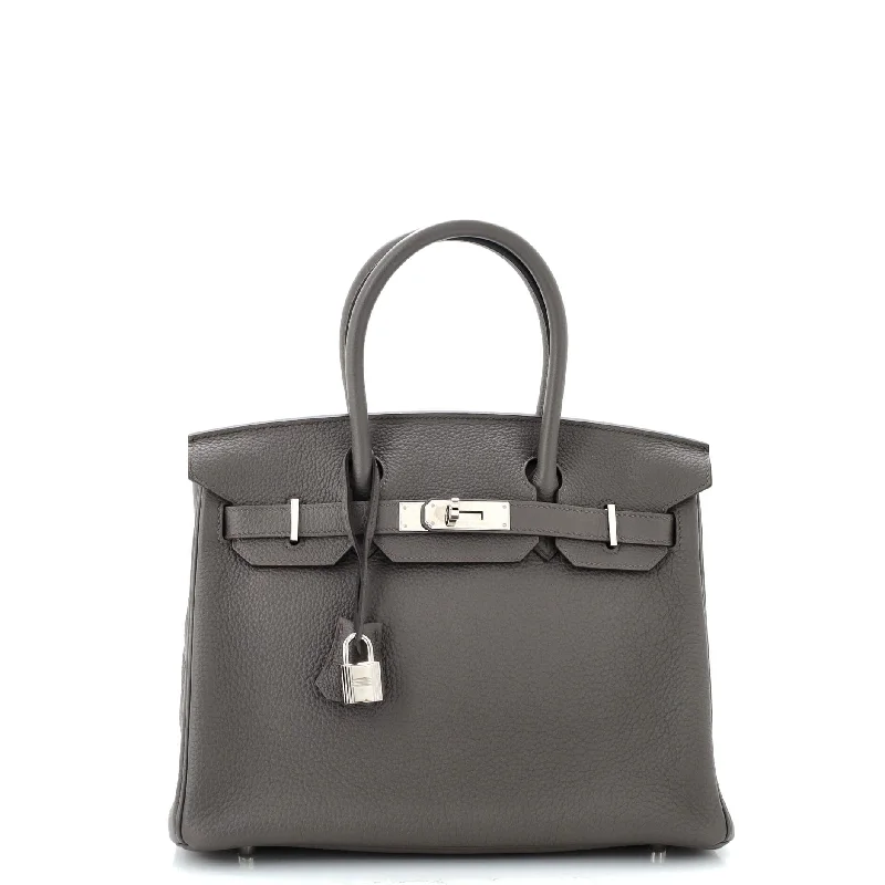 Shoulder bags with drawstring tops for style -Birkin Handbag Grey Togo with Palladium Hardware 30