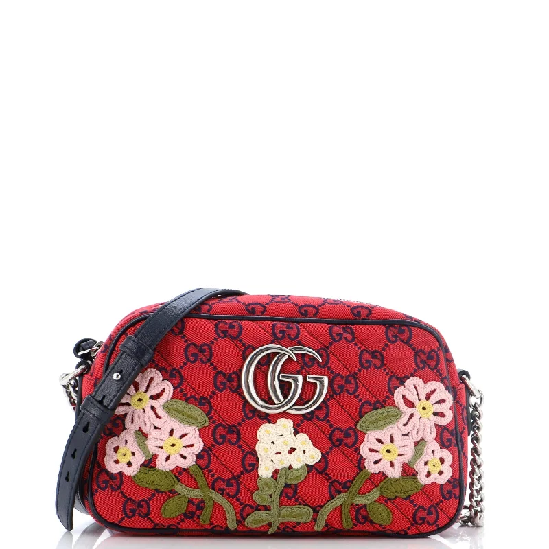 Shoulder bags with fun slogans for personality -GG Marmont Shoulder Bag Embroidered Diagonal Quilted GG Canvas Small