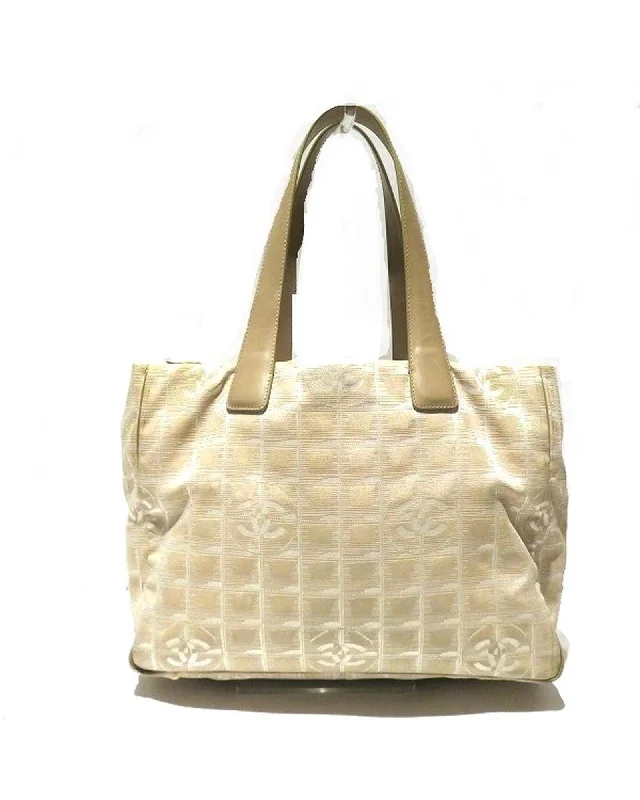 Best tote bags with nylon fabric for durability and easy maintenance-Authentic Chanel Neutral Travel Tote Bag in Good Condition