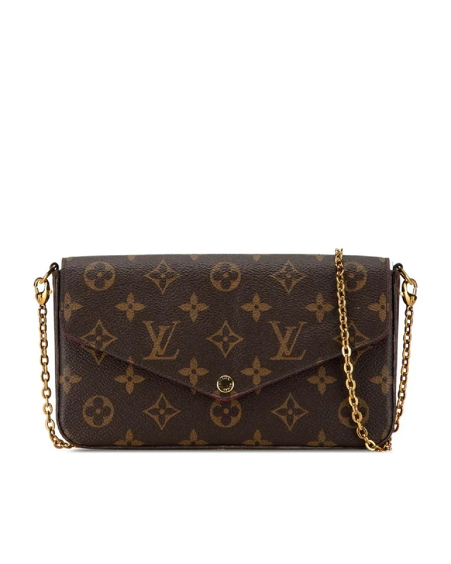 Tote bags with luxe velvet material for a plush, elegant appearance-Monogram Canvas Chain Crossbody Bag with Shoulder Strap