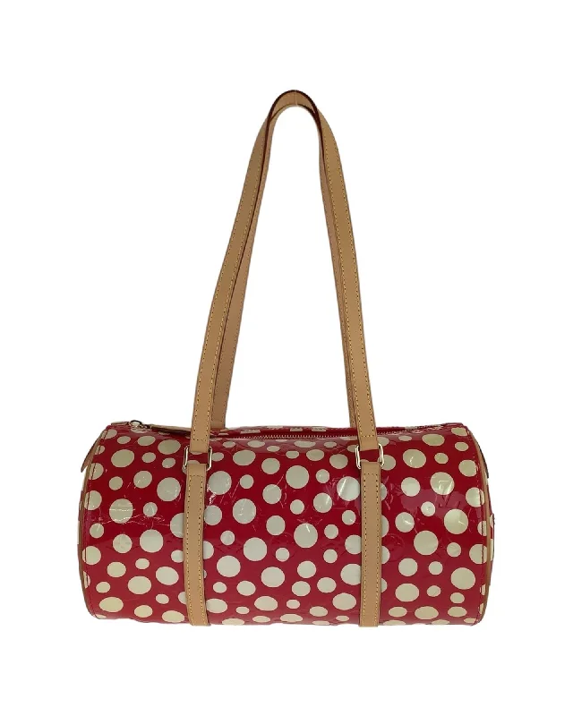 Best tote bags with contrasting color-blocked designs for a bold look-Red Vernis Dot Infinity Papillon 30 Leather Crossbody Bag