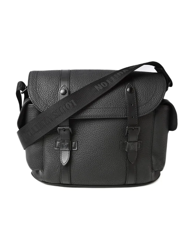 Tote bags with travel-inspired designs for a wanderlust vibe-Authentic Black Leather Crossbody Messenger Bag