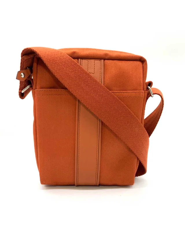 Best tote bags with monogrammed initials for a personalized and unique style-Luxury Orange Canvas Crossbody Bag with Twill Chevron and Leather Material by Hermes