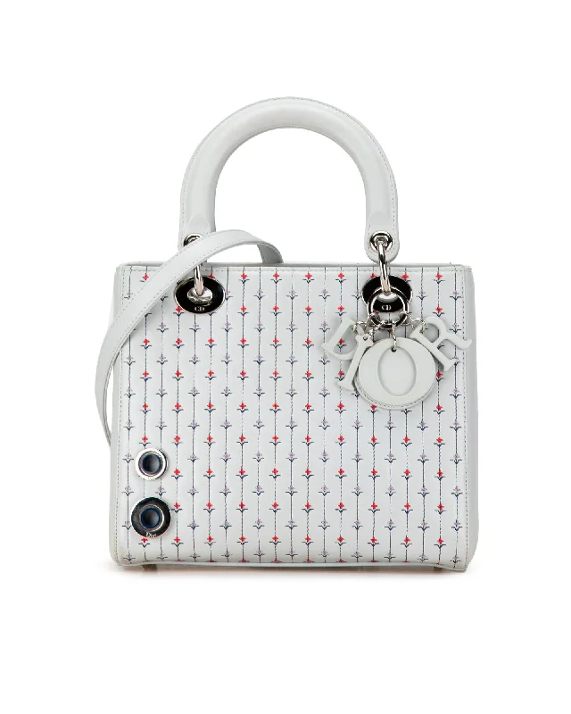 Tote bags with bright, colorful designs for a cheerful and vibrant look-Embroidered Leather Lady Dior Satchel