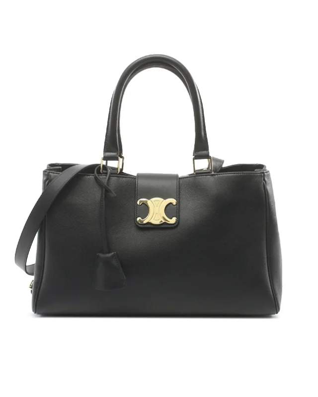 Stylish tote bags with metallic finishes for a modern and glamorous touch-Medium Supple Calfskin Satchel with Detachable Strap