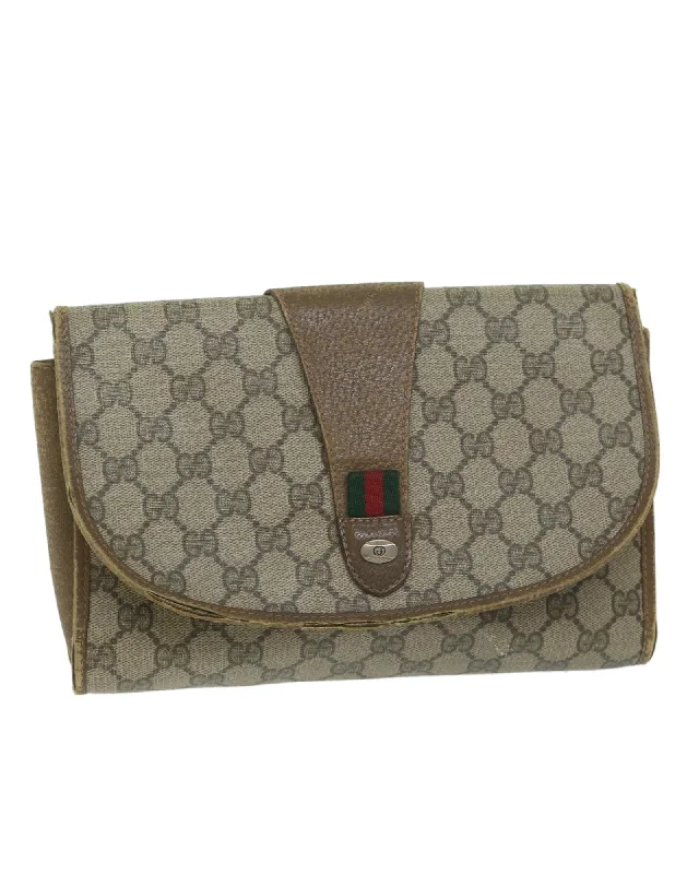 Tote bags with large, comfortable handles for easy carrying on your shoulder-GG Canvas Web Sherry Line Clutch Bag by Gucci